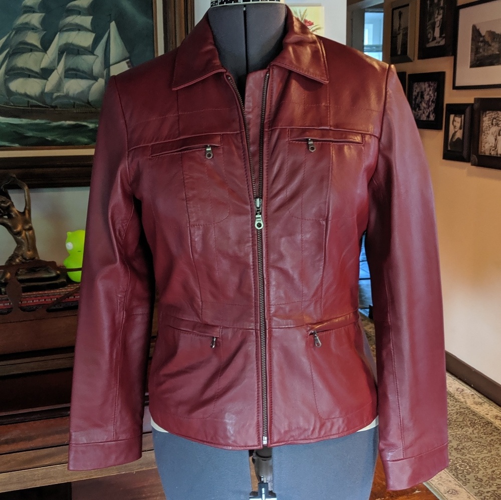 Red leather jacket